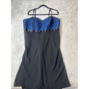 Cacique Blue Lace Black Chiffon Nightgown Sleep Dress Women’s Plus 22/24